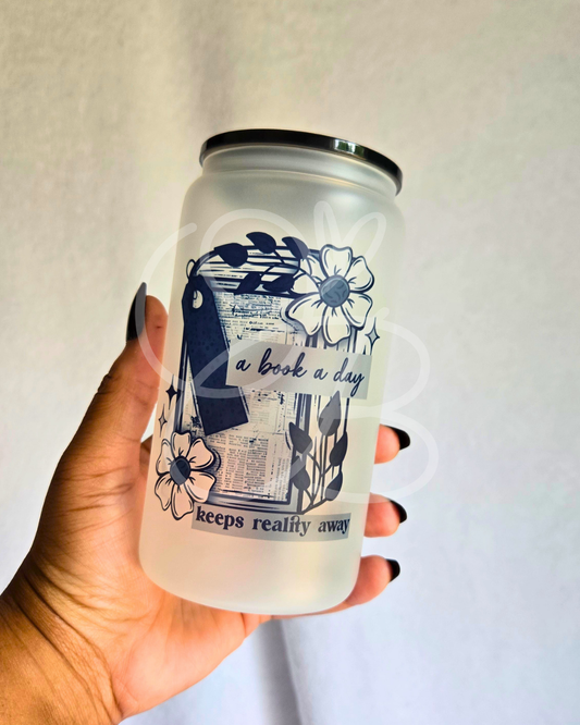 A Book A Day - 16oz Glass Tumbler