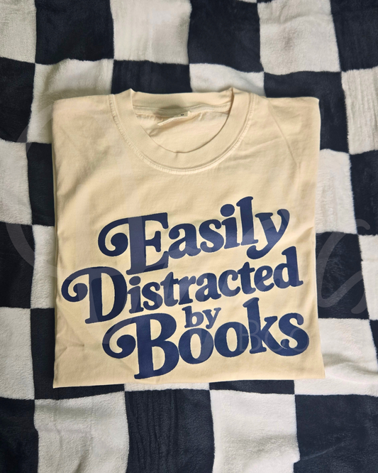 Easily Distracted by Books (Navy Ink) Tee